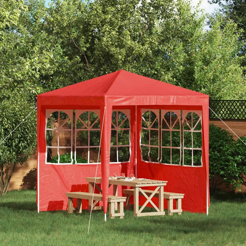 Vidaxl party tent zijwand 2 st 200 x 195 cm rood pe en staal