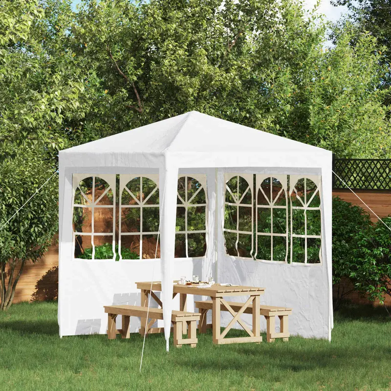 Vidaxl party tent zijwand 2 st 200 x 195 cm wit pe en staal