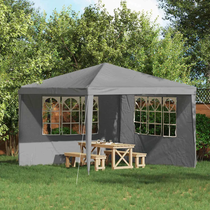 Vidaxl party tent zijwand 2 st 300 x 195 cm lichtgrijs pe en staal