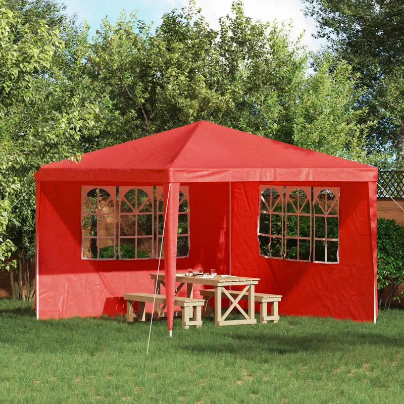 Vidaxl party tent zijwand 2 st 300 x 195 cm rood pe en staal