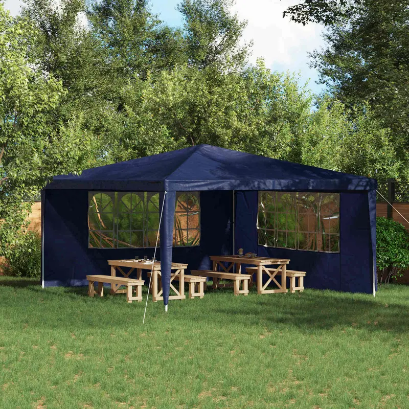 Vidaxl party tent zijwand 2 st 400 x 195 cm blauw pe en staal