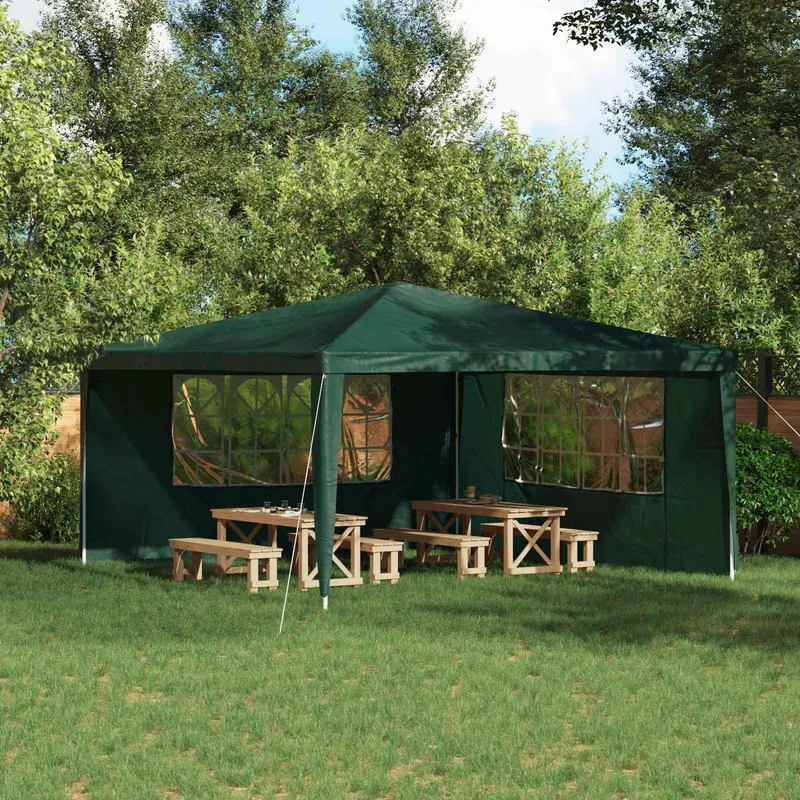 Vidaxl party tent zijwand 2 st 400 x 195 cm groen pe en staal