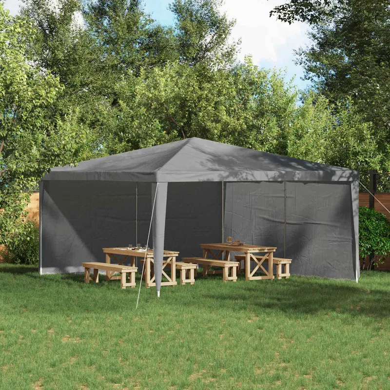 Vidaxl party tent zijwand 2 st 400 x 195 cm lichtgrijs pe en staal
