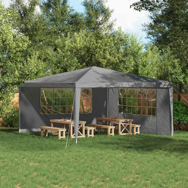 Vidaxl party tent zijwand 2 st 400 x 195 cm lichtgrijs pe en staal