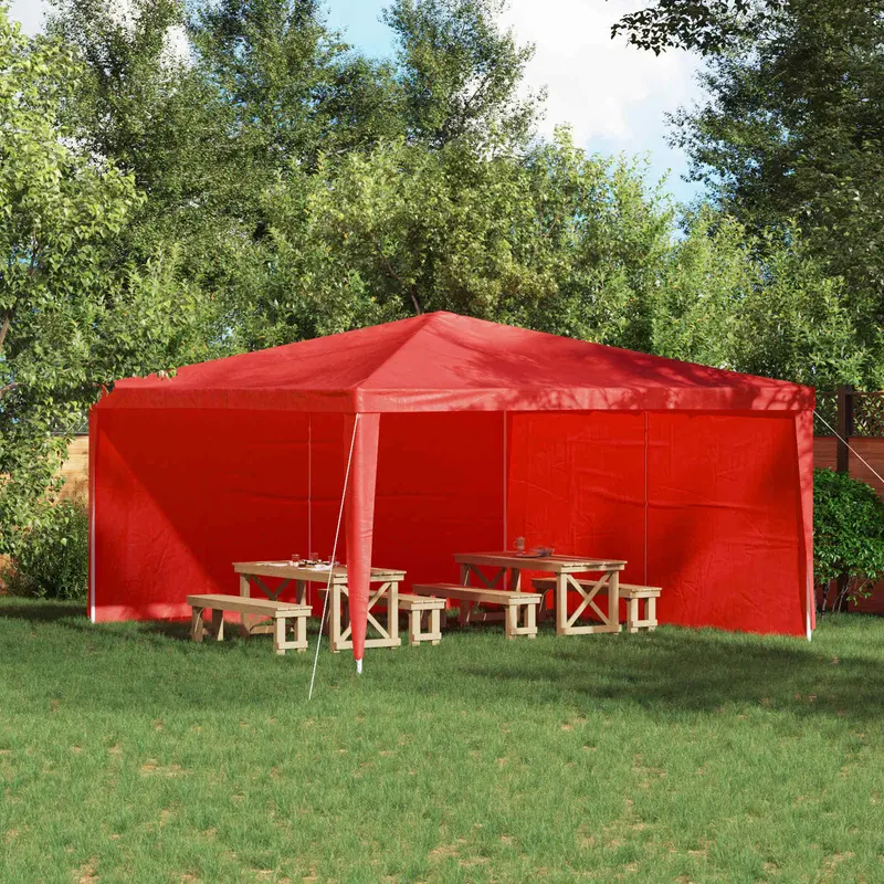 Vidaxl party tent zijwand 2 st 400 x 195 cm rood pe en staal