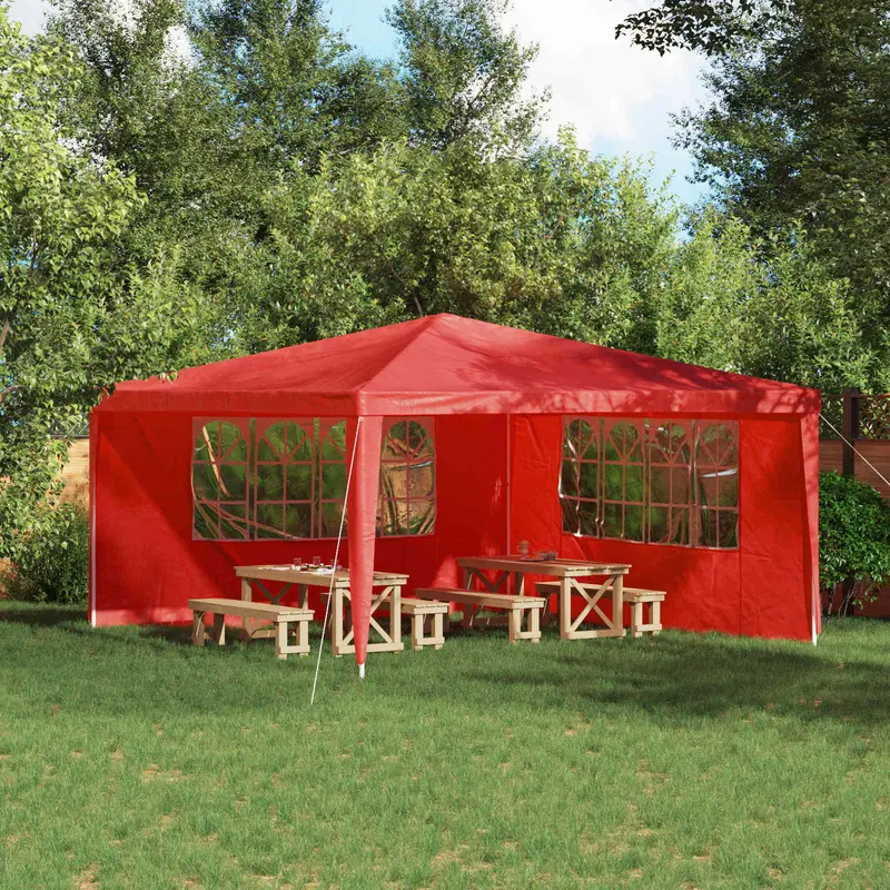 Vidaxl party tent zijwand 2 st 400 x 195 cm rood pe en staal