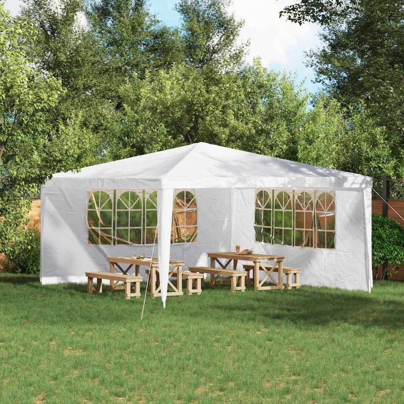 Vidaxl party tent zijwand 2 st 400 x 195 cm wit pe en staal