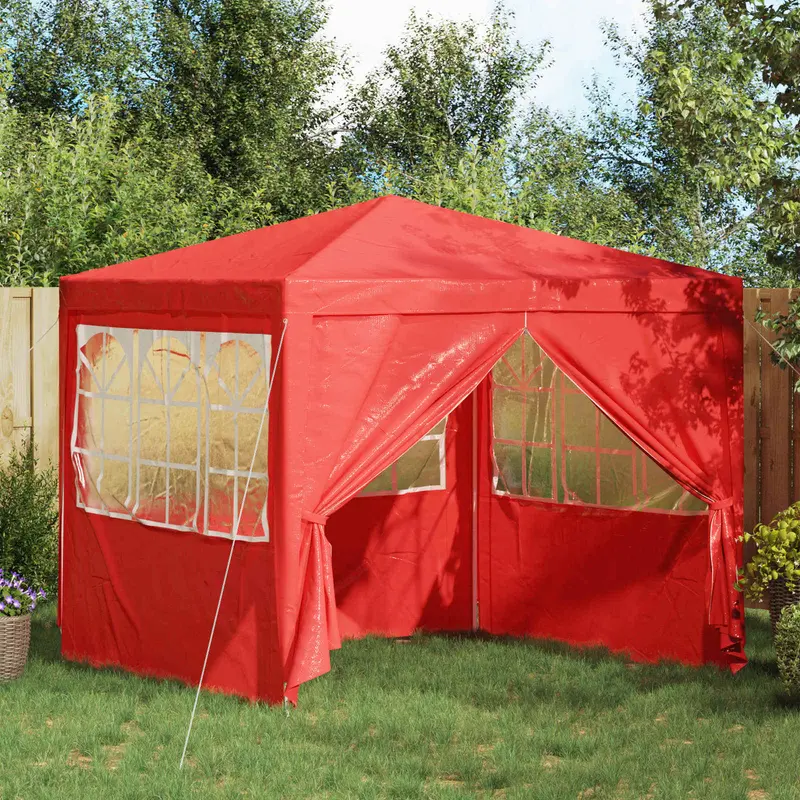 Vidaxl partytent 250 x 250 x 240 cm rood pe en staal