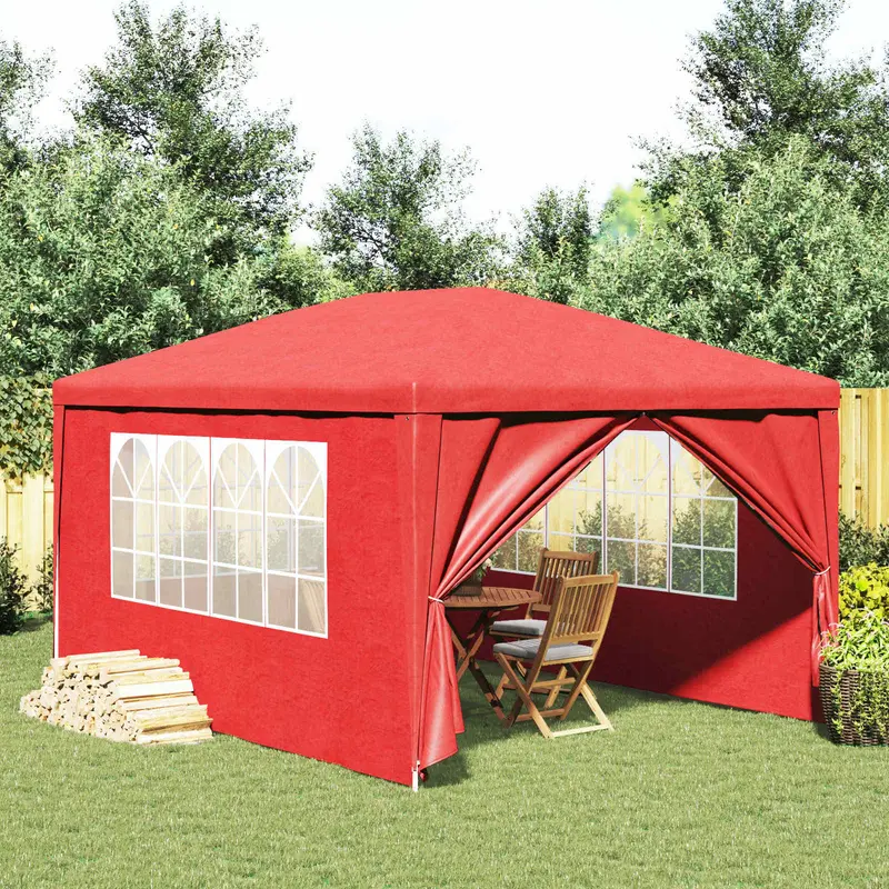 Vidaxl partytent 400 x 300 x 255 cm rood pe en staal