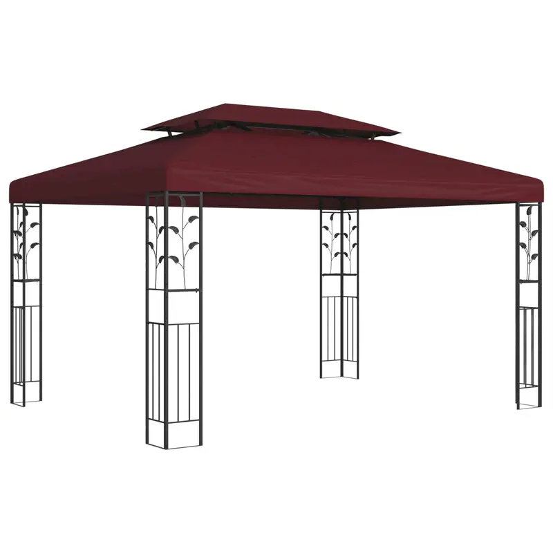 Vidaxl paviljoen 3,97 x 2,96 x 2,68 m wijnrood polyester en staal