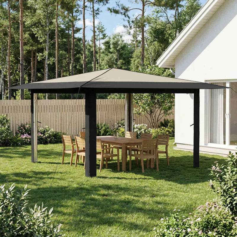 Vidaxl paviljoen zonder zijwand 4 x 4 m crème en antraciet