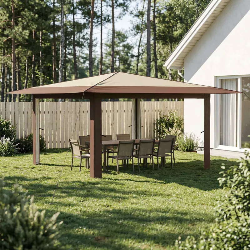 Vidaxl paviljoen zonder zijwand 4 x 4 m crème en bruin