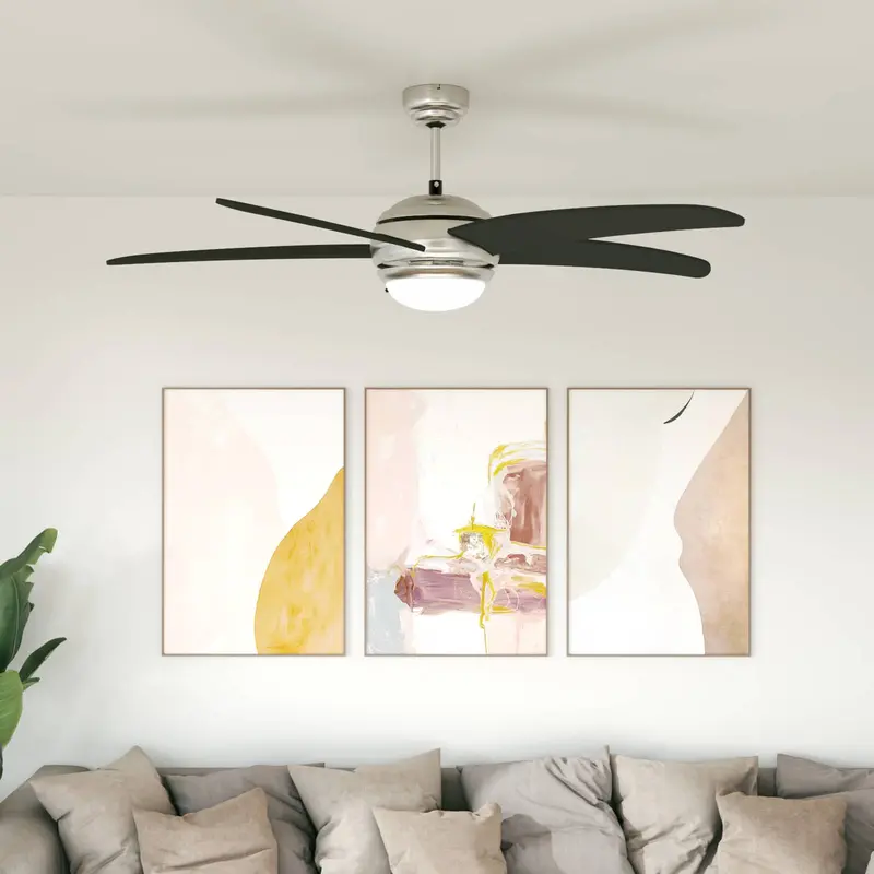 Vidaxl plafondventilator met licht en afstandsbediening ø 130 cm zwart