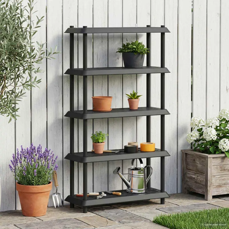 Vidaxl plankenunit 5-laags 100 x 40 x 177 cm pp antracietkleurig