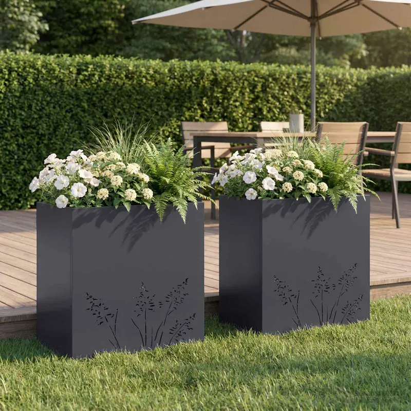 Vidaxl plantenbak 2 st antraciet 50 x 30 x 49 cm koudgewalst staal