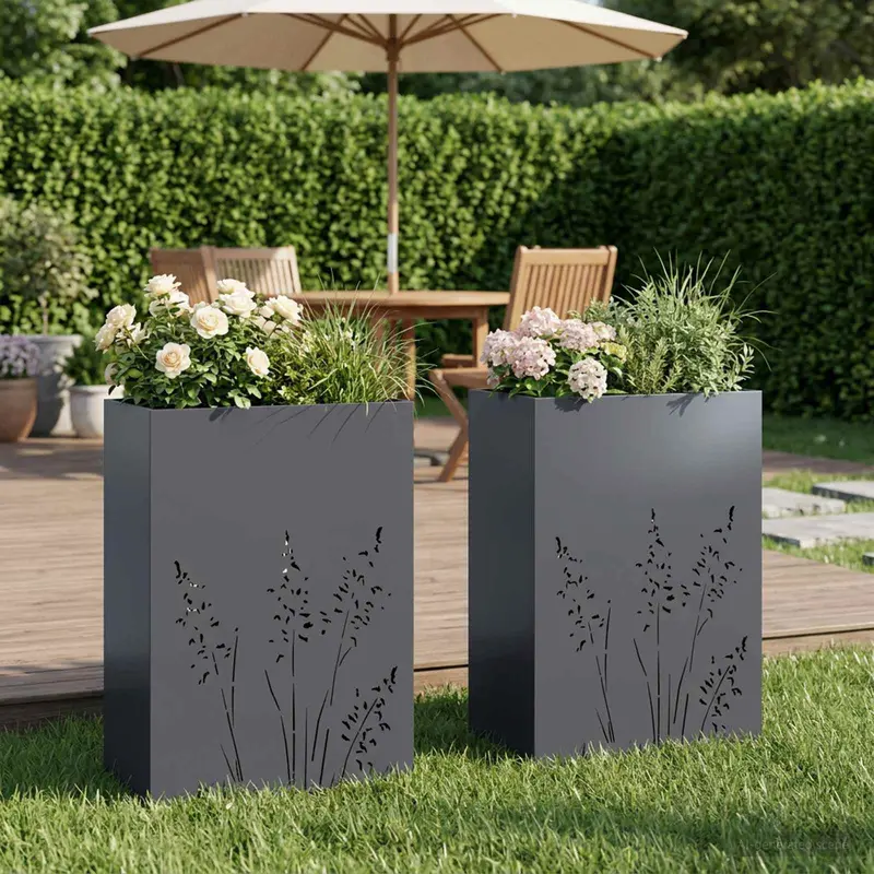 Vidaxl plantenbak 2 st antraciet 50 x 30 x 75 cm koudgewalst staal