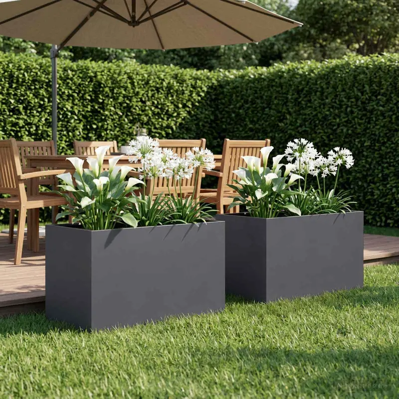 Vidaxl plantenbak 2 st antraciet 50 x 40 x 40 cm koudgewalst staal