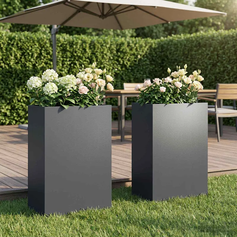 Vidaxl plantenbak 2 st antraciet 50 x 40 x 75 cm koudgewalst staal