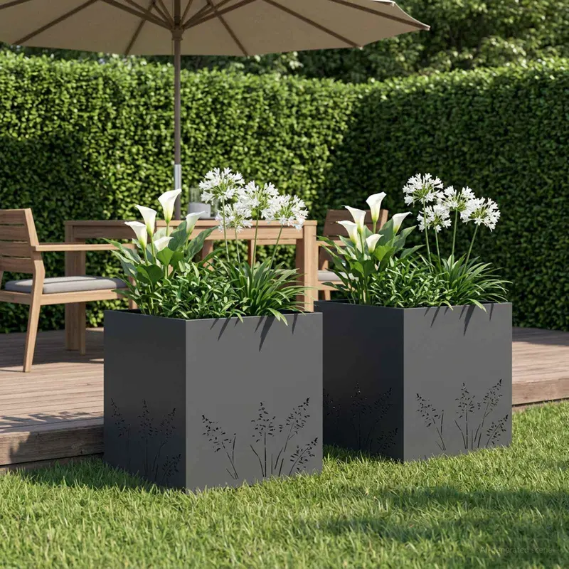 Vidaxl plantenbak 2 st antraciet 50 x 50 x 49 cm koudgewalst staal
