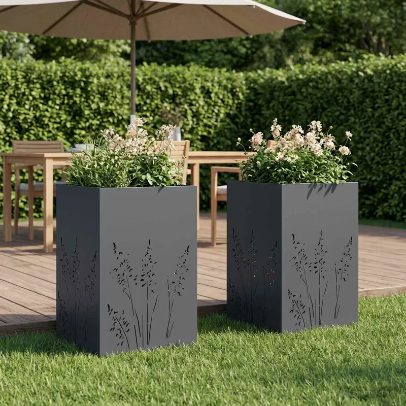 Vidaxl plantenbak 2 st antraciet 50 x 50 x 75 cm koudgewalst staal