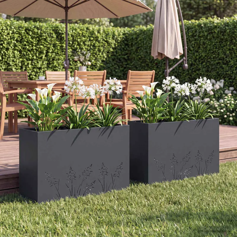 Vidaxl plantenbak 2 st antraciet 80 x 30 x 49 cm koudgewalst staal