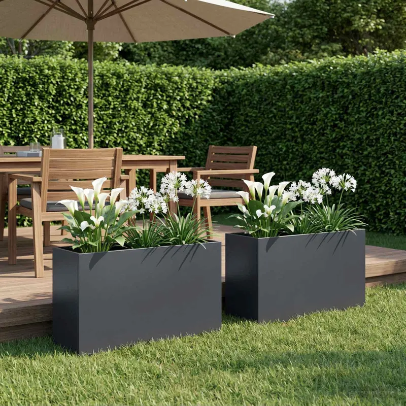 Vidaxl plantenbak 2 st antraciet 80 x 40 x 50 cm koudgewalst staal