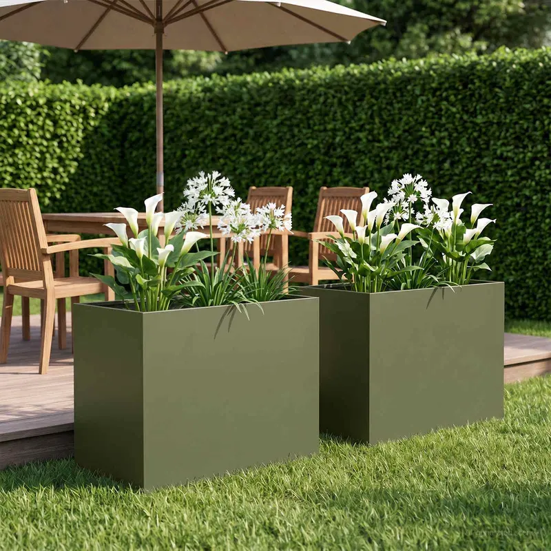 Vidaxl plantenbak 2 st olijfgroen 50 x 40 x 50 cm koudgewalst staal