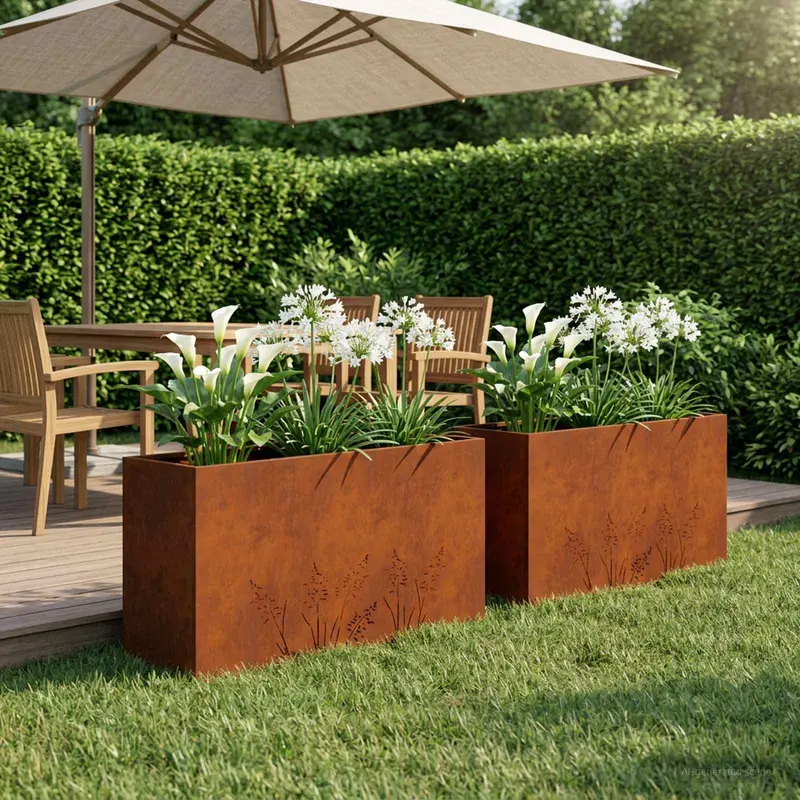 Vidaxl plantenbak 2 st roestkleurig 100 x 30 x 49 cm weervast staal