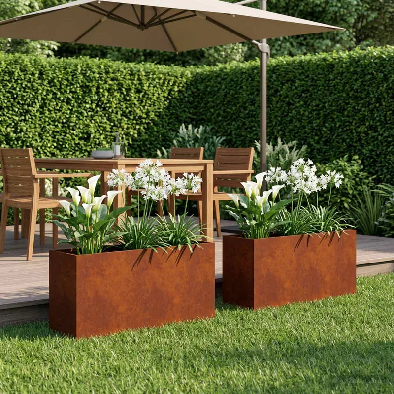 Vidaxl plantenbak 2 st roestkleurig 100 x 30 x 50 cm weervast staal