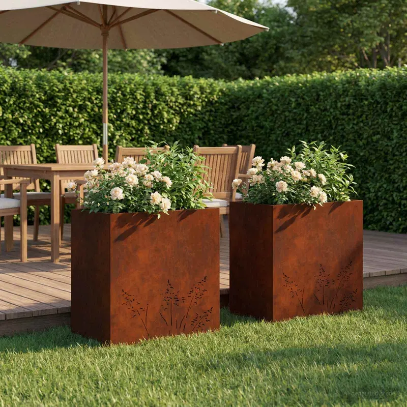Vidaxl plantenbak 2 st roestkleurig 50 x 30 x 49 cm weervast staal
