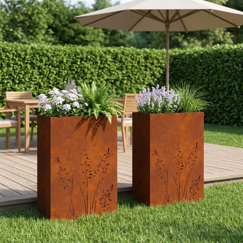 Vidaxl plantenbak 2 st roestkleurig 50 x 30 x 75 cm weervast staal