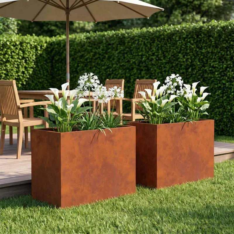Vidaxl plantenbak 2 st roestkleurig 50 x 40 x 50 cm weervast staal