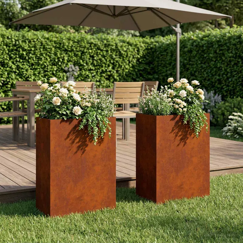 Vidaxl plantenbak 2 st roestkleurig 50 x 40 x 75 cm weervast staal
