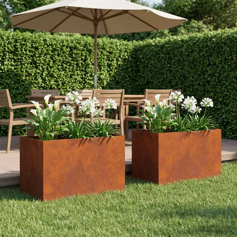 Vidaxl plantenbak 2 st roestkleurig 60 x 40 x 40 cm weervast staal