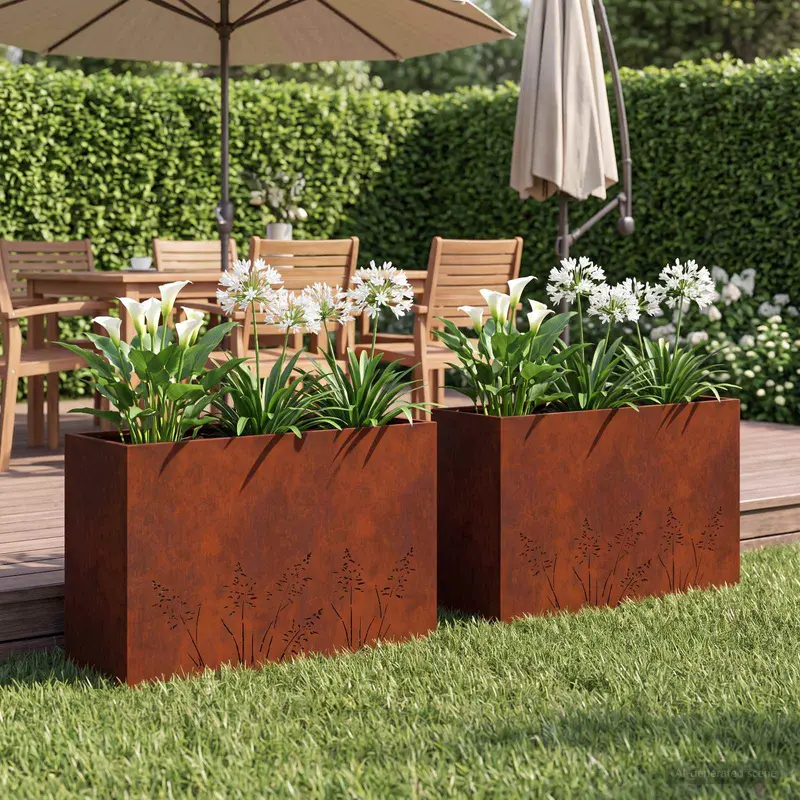 Vidaxl plantenbak 2 st roestkleurig 80 x 30 x 49 cm weervast staal