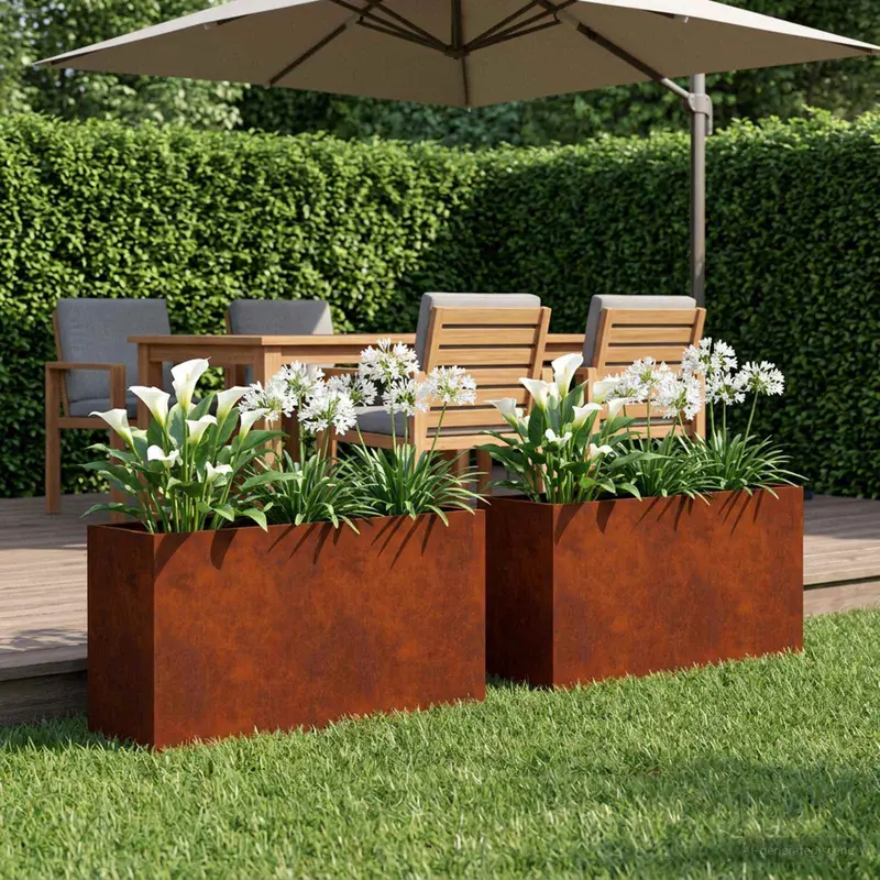 Vidaxl plantenbak 2 st roestkleurig 80 x 30 x 50 cm weervast staal