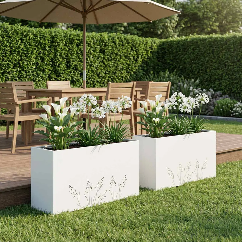 Vidaxl plantenbak 2 st wit 100 x 20 x 49 cm koudgewalst staal