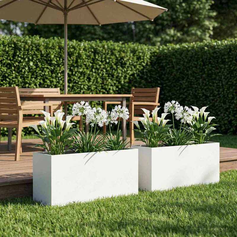 Vidaxl plantenbak 2 st wit 100 x 30 x 40 cm koudgewalst staal