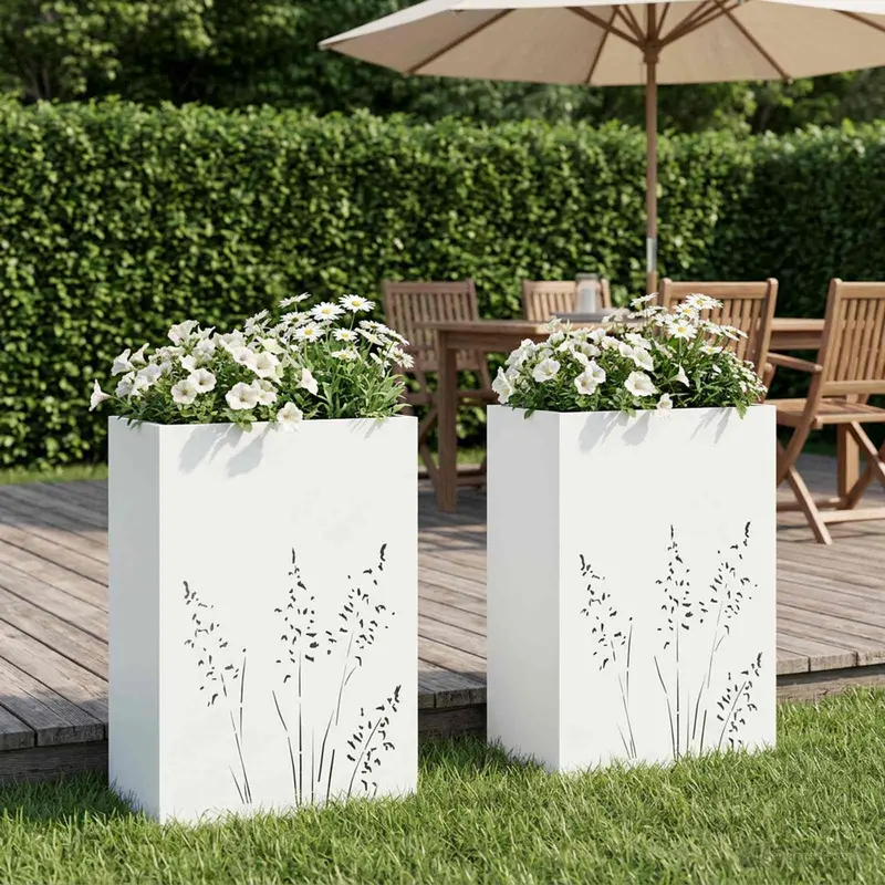 Vidaxl plantenbak 2 st wit 50 x 30 x 75 cm koudgewalst staal