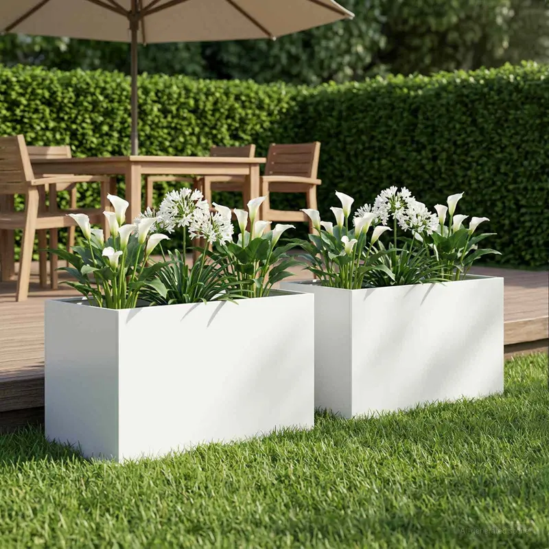 Vidaxl plantenbak 2 st wit 50 x 40 x 40 cm koudgewalst staal