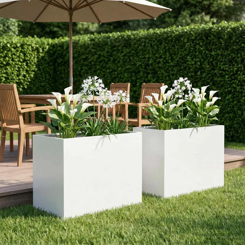 Vidaxl plantenbak 2 st wit 50 x 40 x 50 cm koudgewalst staal