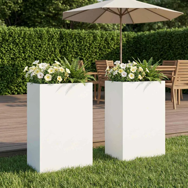 Vidaxl plantenbak 2 st wit 50 x 40 x 75 cm koudgewalst staal
