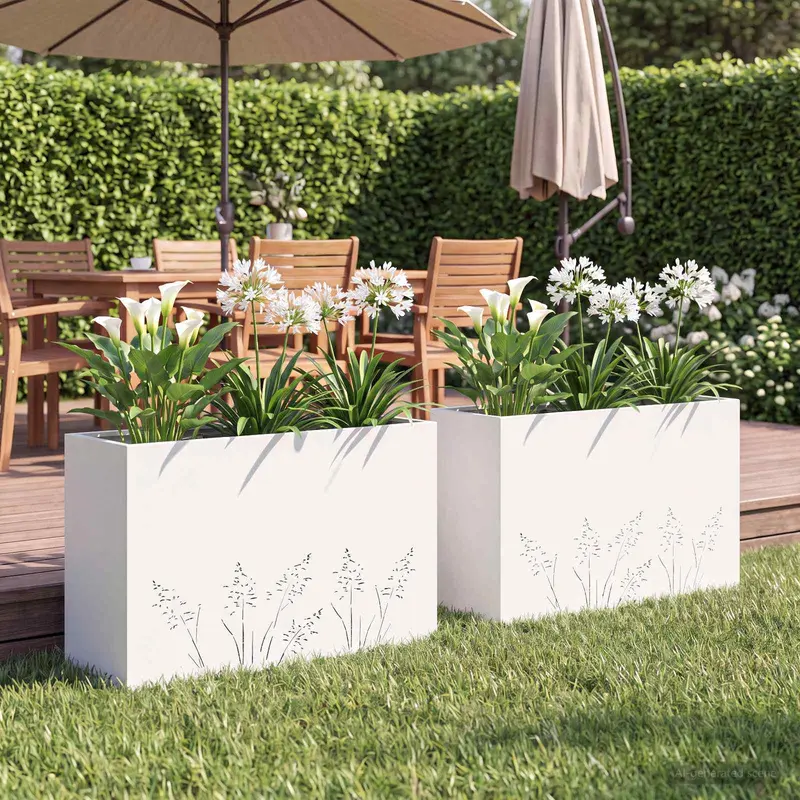 Vidaxl plantenbak 2 st wit 80 x 30 x 49 cm koudgewalst staal