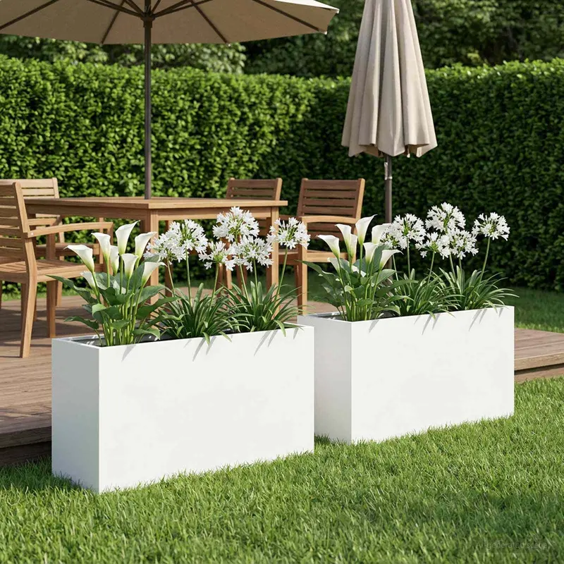 Vidaxl plantenbak 2 st wit 80 x 40 x 50 cm koudgewalst staal