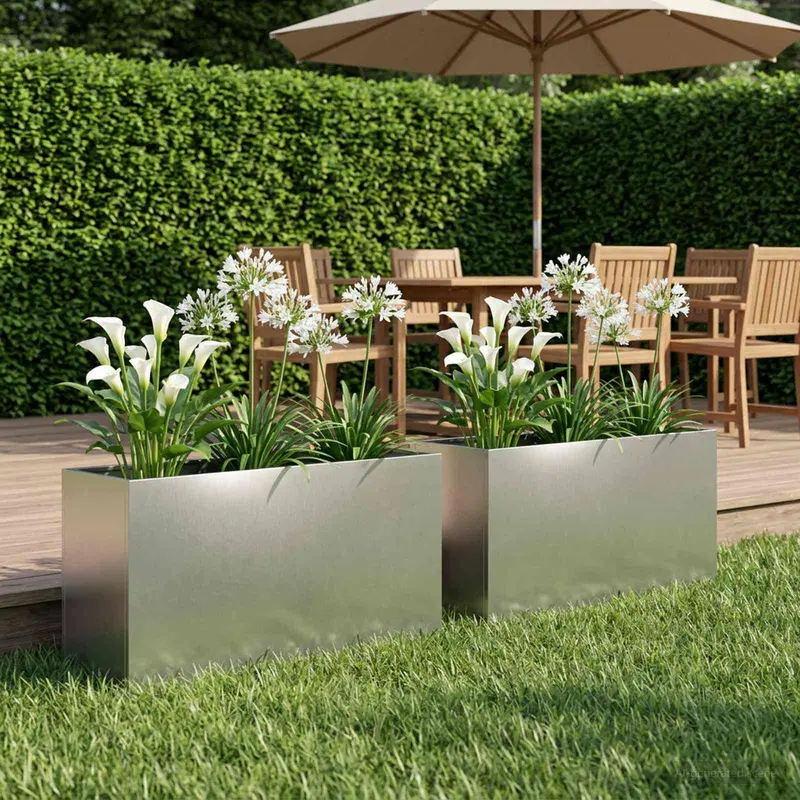 Vidaxl plantenbak 2 st zilver 100 x 30 x 40 cm roestvrij staal