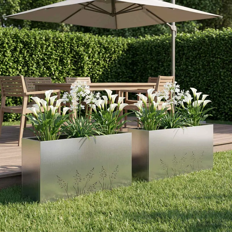 Vidaxl plantenbak 2 st zilver 100 x 30 x 49 cm gegalvaniseerd staal