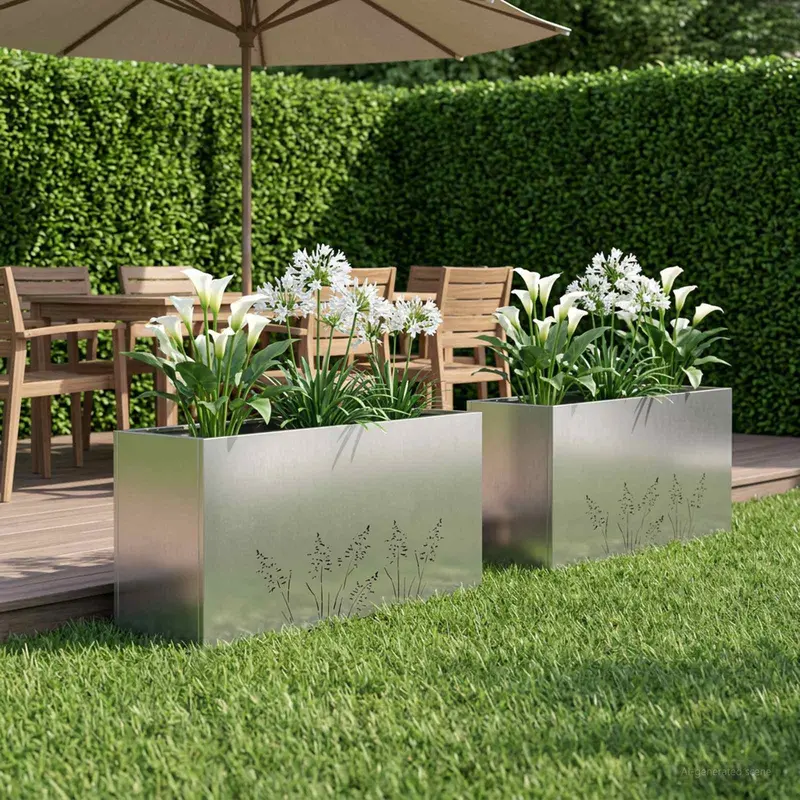 Vidaxl plantenbak 2 st zilver 100 x 30 x 49 cm roestvrij staal