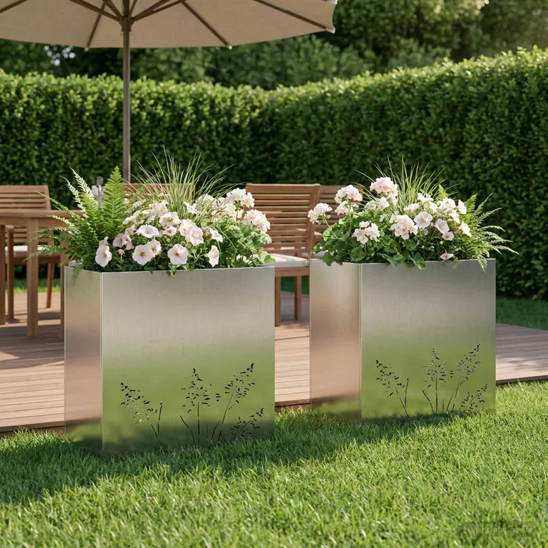Vidaxl plantenbak 2 st zilver 50 x 30 x 49 cm gegalvaniseerd staal