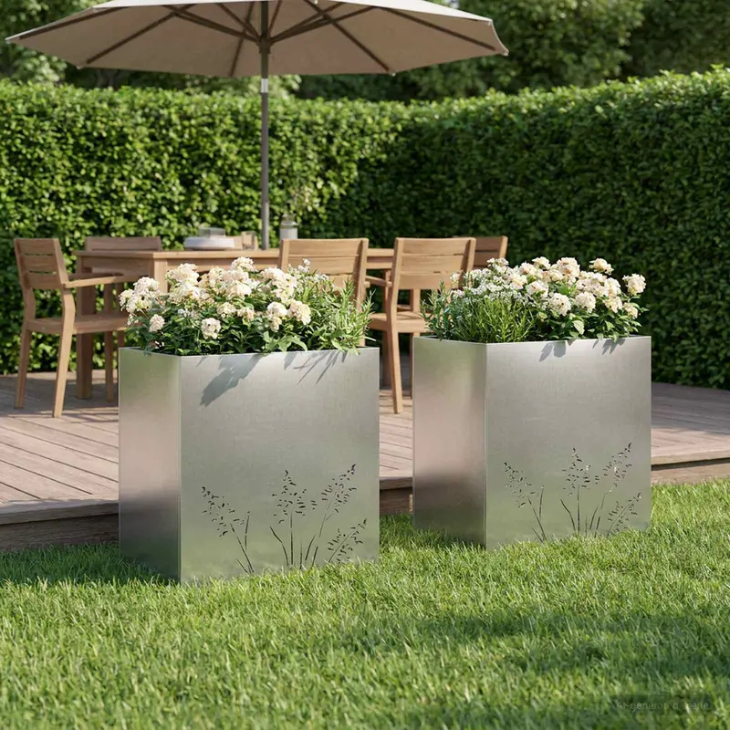 Vidaxl plantenbak 2 st zilver 50 x 30 x 49 cm roestvrij staal