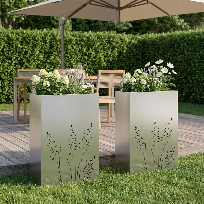 Vidaxl plantenbak 2 st zilver 50 x 30 x 75 cm roestvrij staal